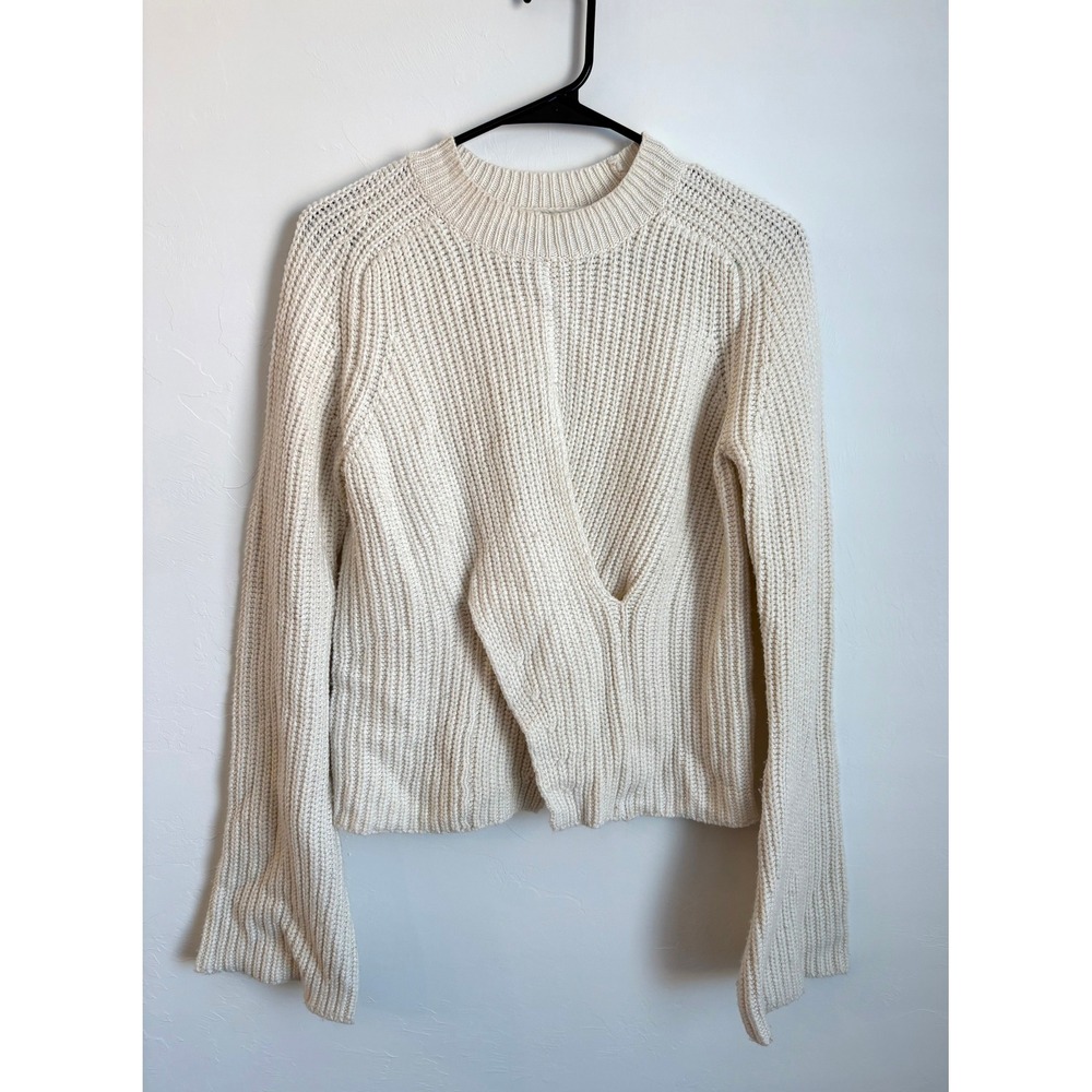 Misha Nonoo Wrap Front Lambswool Cashmere Sweater Quiet Luxury Old Money‎ Preppy